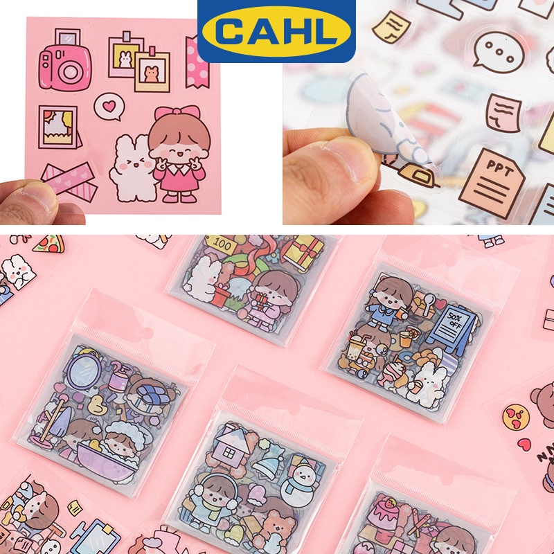 Set 20 Miếng Dán Hình Cô Gái Màu Hồng Trang Trí Sổ Tay