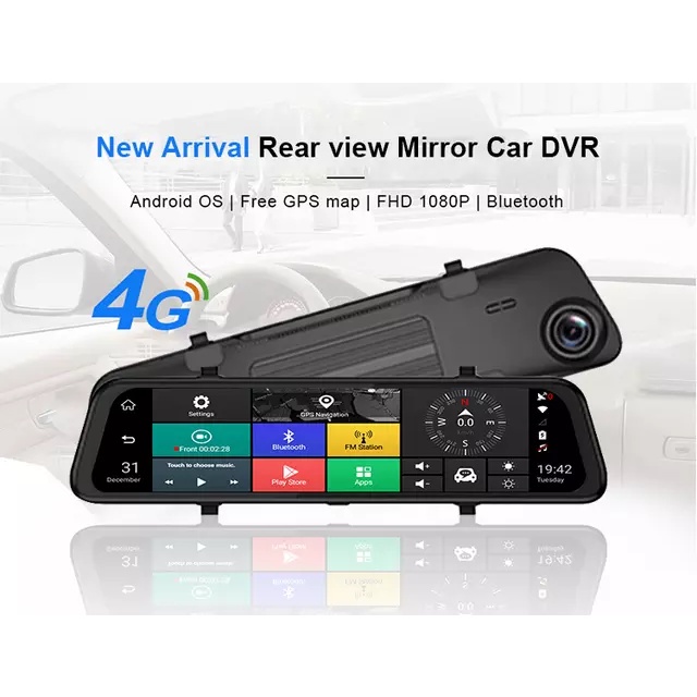Camera ô tô - camera gương hành trình Phisung Z55, Android 8.1, Bluetooth 4.0, Màn hình 10 inch, Ram 2G, Rom 16G, BH 12T