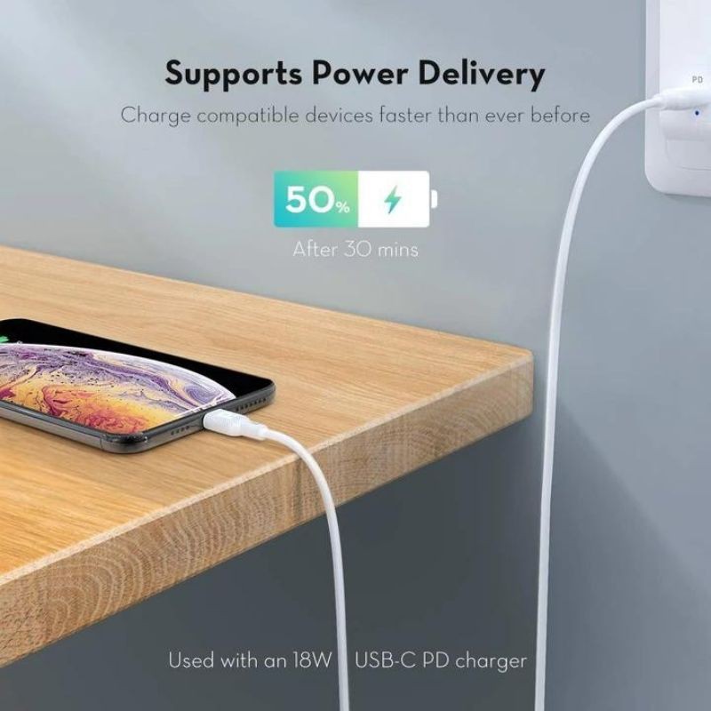 Dây cáp sạc nhanh RAVPower Type C ra to Lightning RP-CB050 siêu bền cho Iphone 11 12 13 Pro Max Tuấn Hà Store