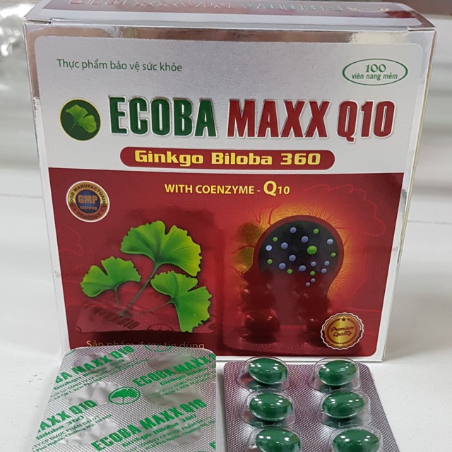 Ginkgo Biloba 360 - HOẠT HUYẾT DƯỠNG NÃO Ecoba Maxx Q10 VIÊN NANG BỔ NÃO, tăng cường trí nhớ