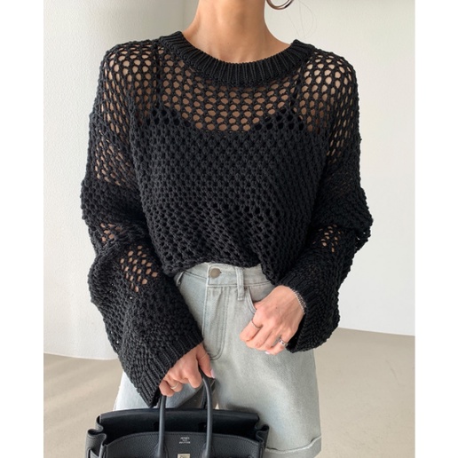 Áo sweater Dệt Kim Mỏng Dáng Rộng Cổ Tròn Kiểu Hàn Quốc Thời Trang Mùa Thu Năng Động
