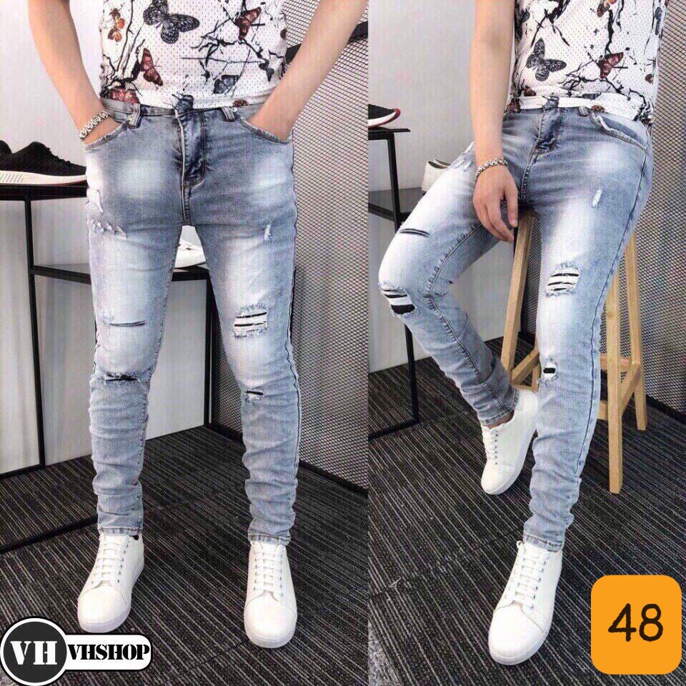 Quần jean nam cao cấp 🤜 Ảnh Thật + Freeship 🤛 Quần Bò Nam Rách Co Giãn HG18 | BigBuy360 - bigbuy360.vn