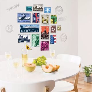 Decal dán tường con tem thế giới