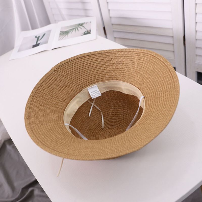 Nón Cói Rộng Vành Đi Biển Đính Nơ Họa Tiết Dâu Tây Dễ Thương Cho Nữ
