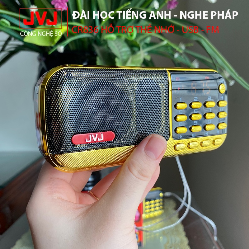 Loa nghe pháp mini JVJ J-836S 2 Pin sử dụng thẻ nhớ,USB học tiếng anh, đài FM, đèn pin siêu sáng - BH 12 tháng