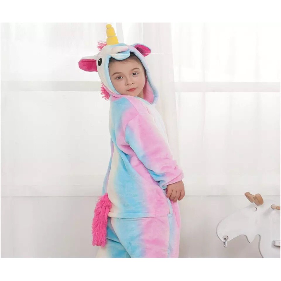 (TH21) Bộ Đồ Thú Unicorn Hologram Trẻ Em, Bộ Đồ Thú Kỳ Lân Cho Bé