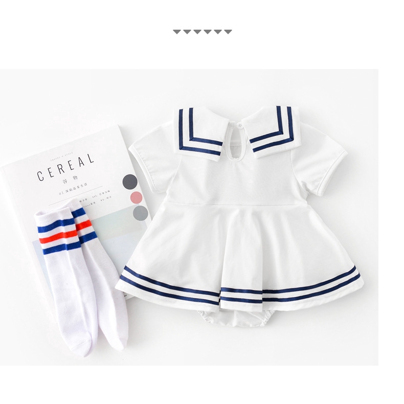 New Arrival Kids Girls Navy Style Romper