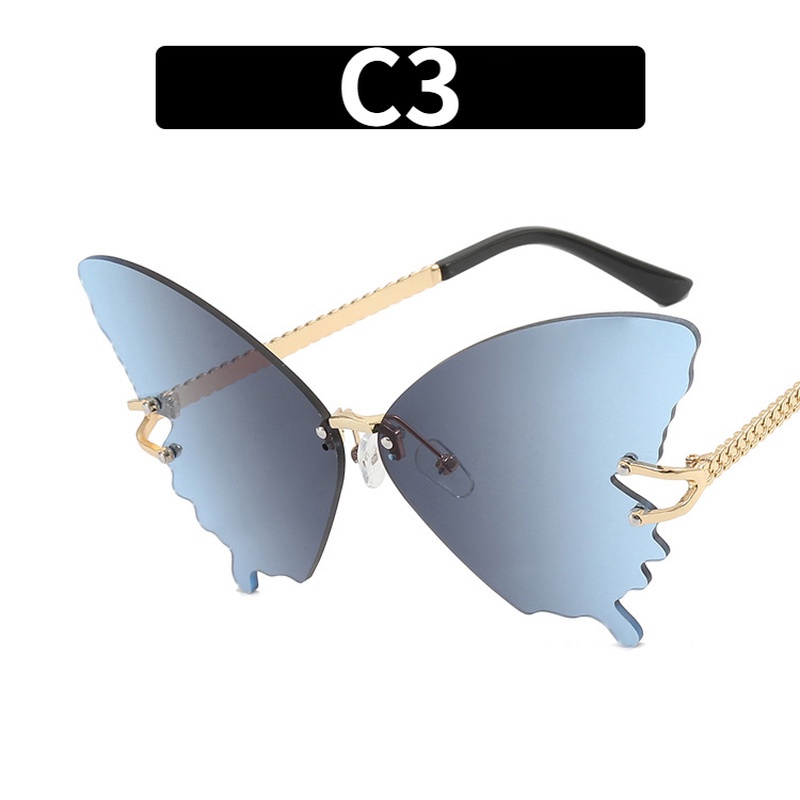 (YUZHU) Kính Mát Không Gọng Oversized Hình Bướm Nhiều Màu Sắc Phong Cách Phương Tây Thời Trang Cho Nữ