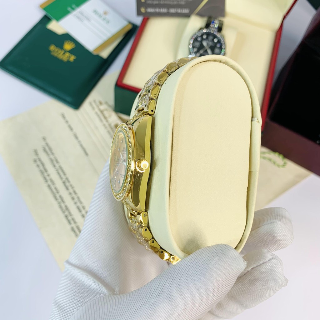 Đồng hồ nữ Rolex mặt tròn đính đá sang trọng dây kim loại cao cấp DHN609 Shop404 | BigBuy360 - bigbuy360.vn