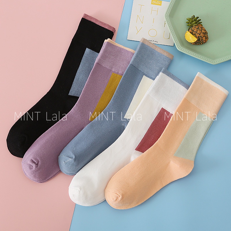 Tất Chân Cao Cổ Phối Màu Cho Nam Nữ Cá Tính