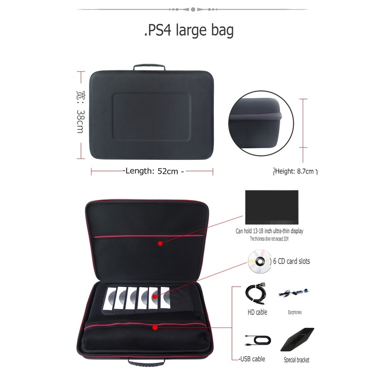 Túi balo đựng màn hình portable + máy game PS4 SLIM / PRO / PS5 storage bag