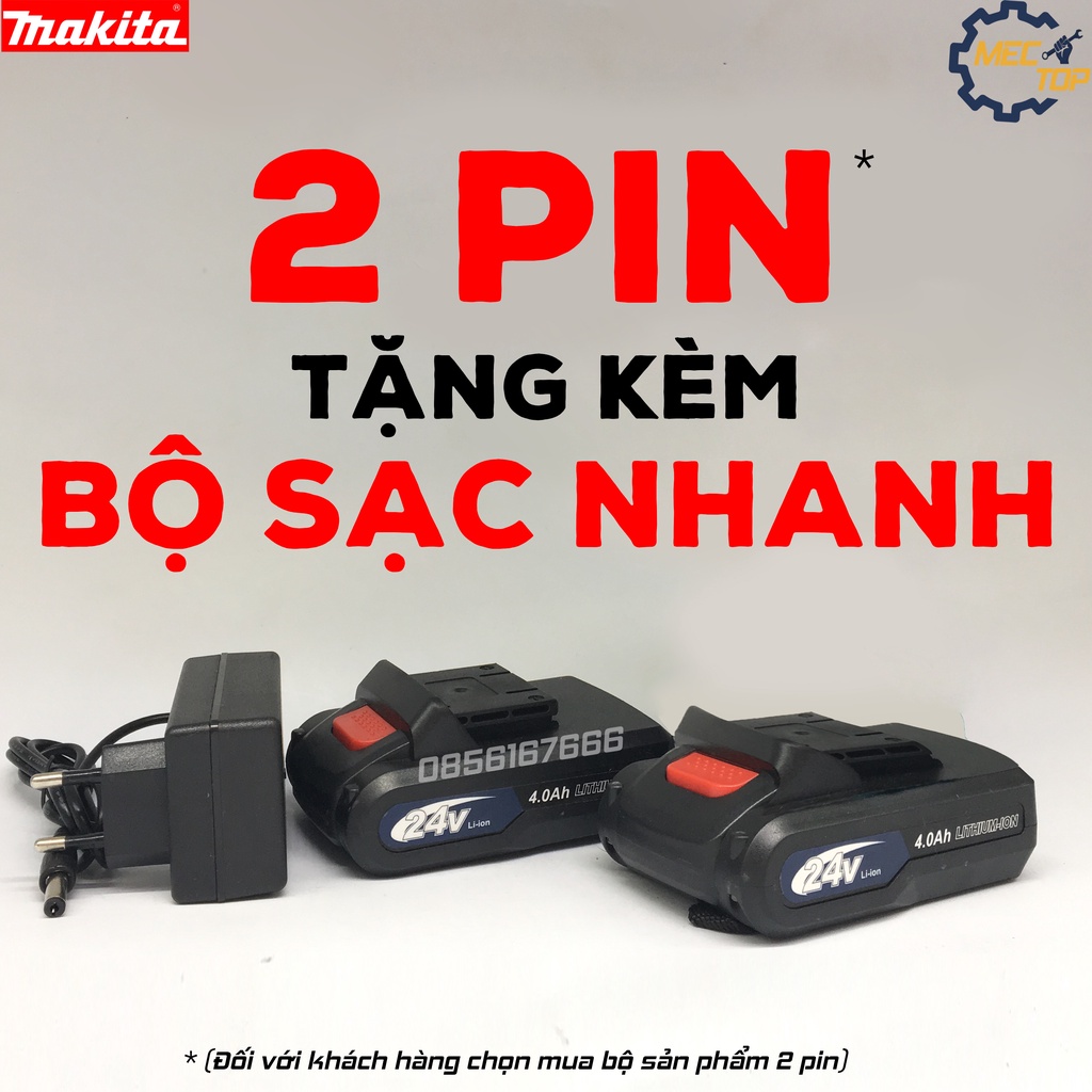 Máy khoan bê tông Pin cầm tay Makita 24v full phụ kiện - máy khoan Makita có búa khoan tường - bắt vít