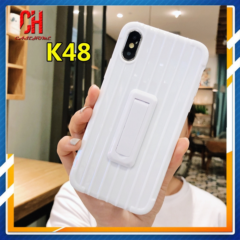 Ốp điện thoại họa tiết sọc vali màu kẹo kèm giá đỡ cho Realme C3 5i 5 Pro 3 3i 5 C11 C2 6 6i C1 X2 PRO 5S Q X2 XT 2 PRO U1