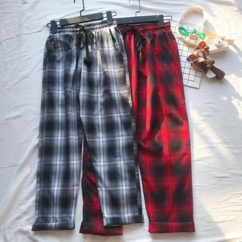 QUẦN SỌC CARO UNISEX QUẦN BAGGY CARO LƯNG THUN PLAID PANTS CAO CẤP - MM  ྇