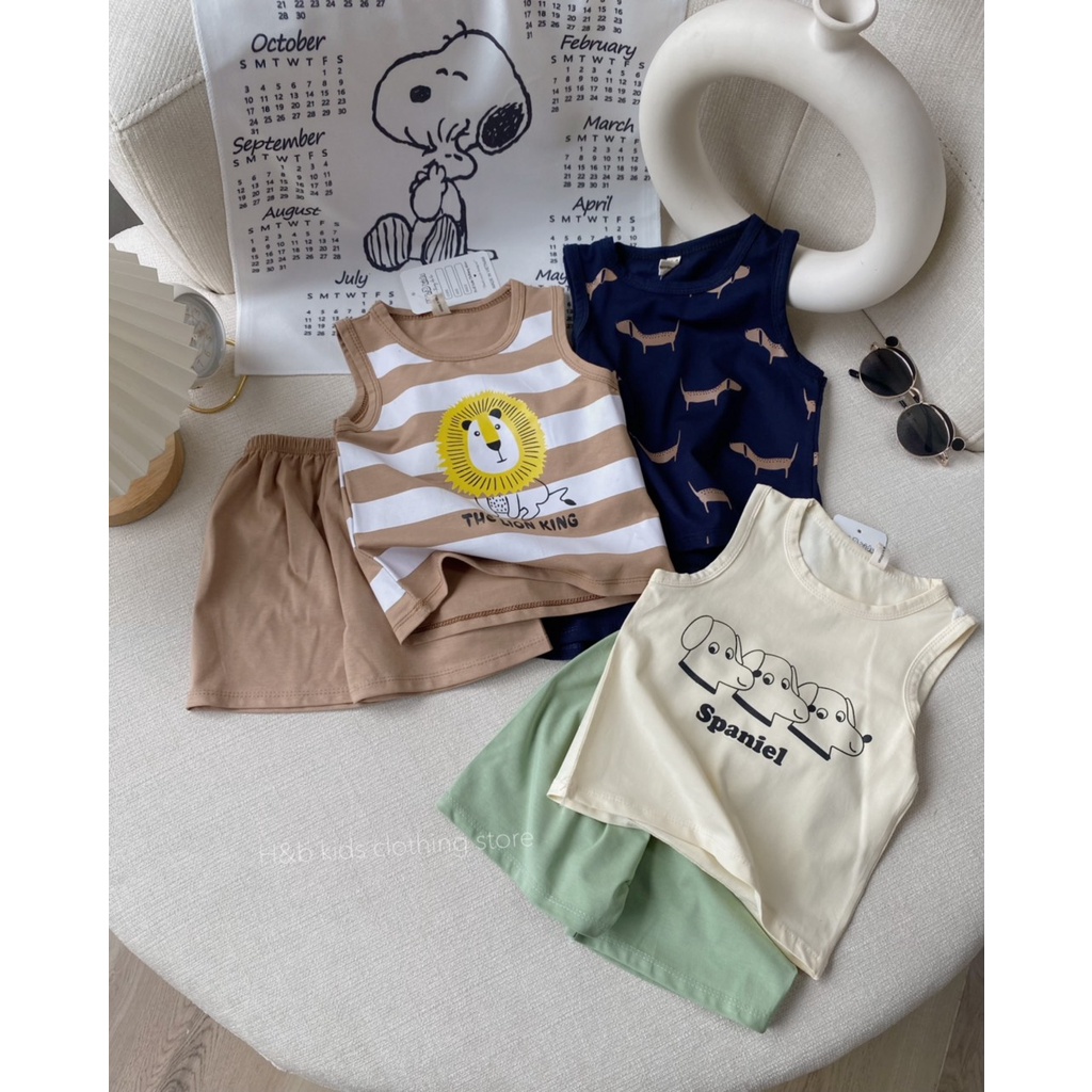 Bộ Ba Lỗ Bé Trai, Bé Gái 10-20kg Chất Cotton QC Co Giãn In Hình Hoạ Tiết, Đồ Sát Nách Cho Bé Mặc Hè - AN.KID