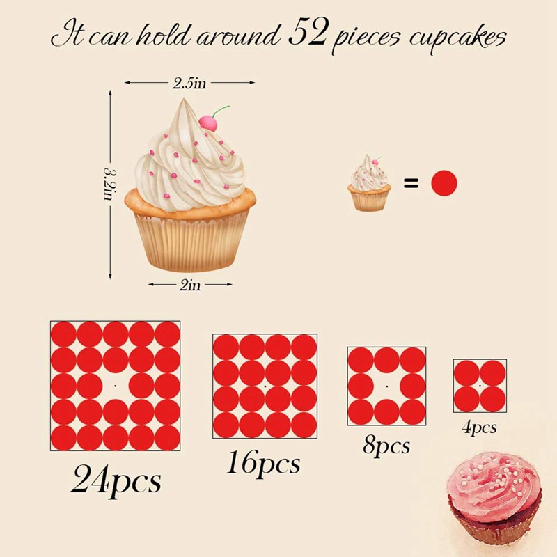 Bộ Khay Trưng Bày Bánh Cupcake 4 Tầng Có Đèn Led Độc Đáo