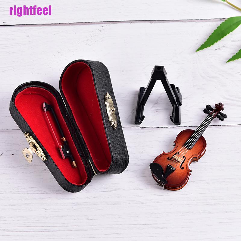 Mô Hình Đàn Violin Mini Bằng Gỗ Kèm Giá Đỡ Và Hộp Đựng Ốp