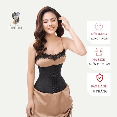 Đai Nịt Bụng Latex Corset Chuẩn Chính Hãng phiên bản Lưới thoáng khí (Màu Đen)