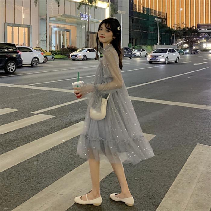 ⭐0412⭐ New French mesh midi skirt for students