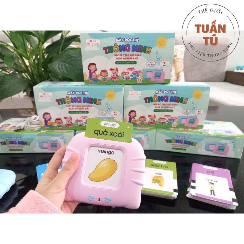 Máy đọc từ vựng song ngữ Anh Việt học tiếng anh, Máy đọc thẻ flashcard 112 thẻ 224 từ cho bé - Tuấn Tú Office Store