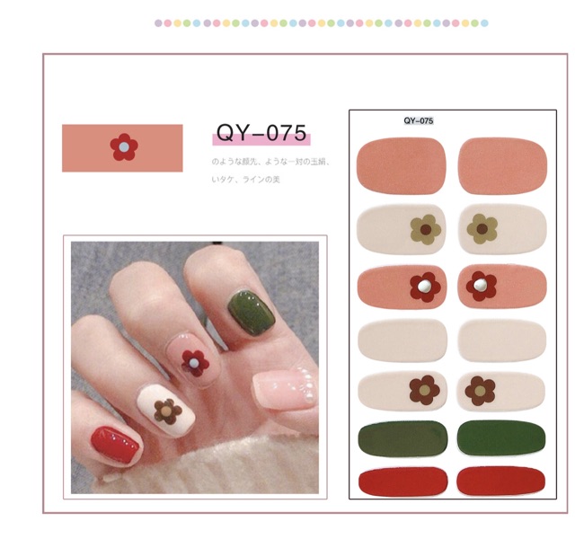 Bộ Dán Móng Tay Gồm 14 Nail Stick Không Thấm Nước Có Sẵn QY