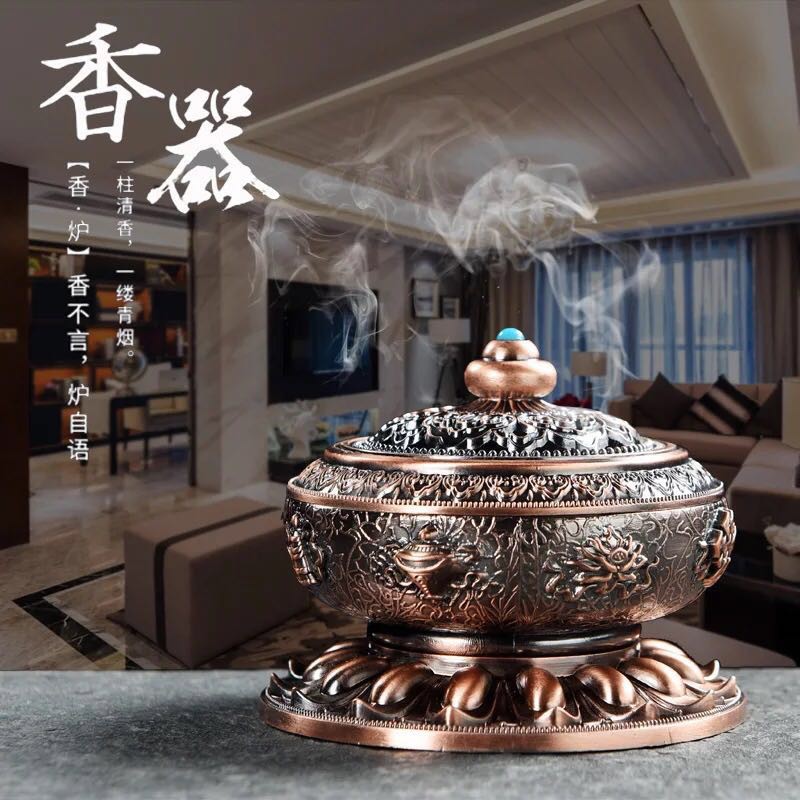 Lư Xông trầm hương Tròn 8 Cát Tường