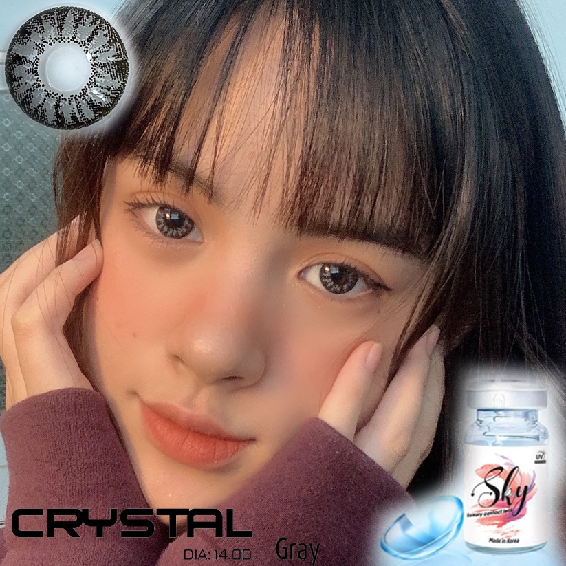 Kính áp tròng Sky Lens -Crystal Gray 0-6 Độ-Made in Korea Chính Hãng Dia14.00