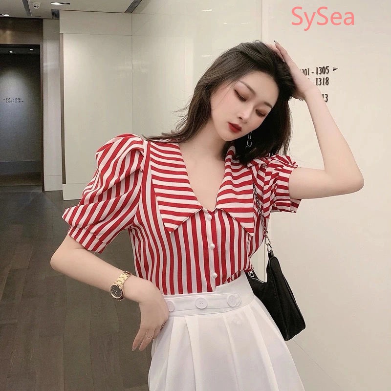 Áo Sơ Mi Kẻ Sọc Cổ Điển Mùa Hè Dành Cho Nữ Plus size