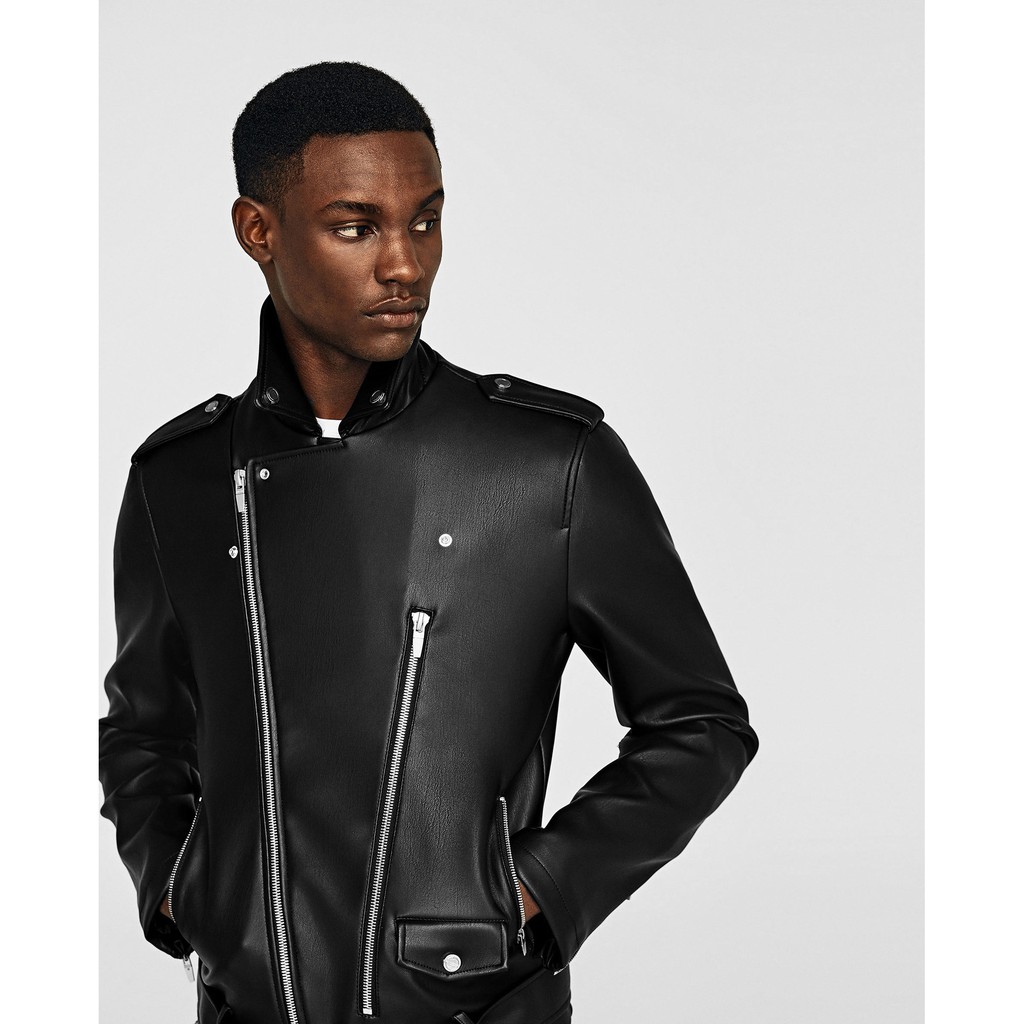 Áo khoác da Zara biker jacket nam auth chính hãng