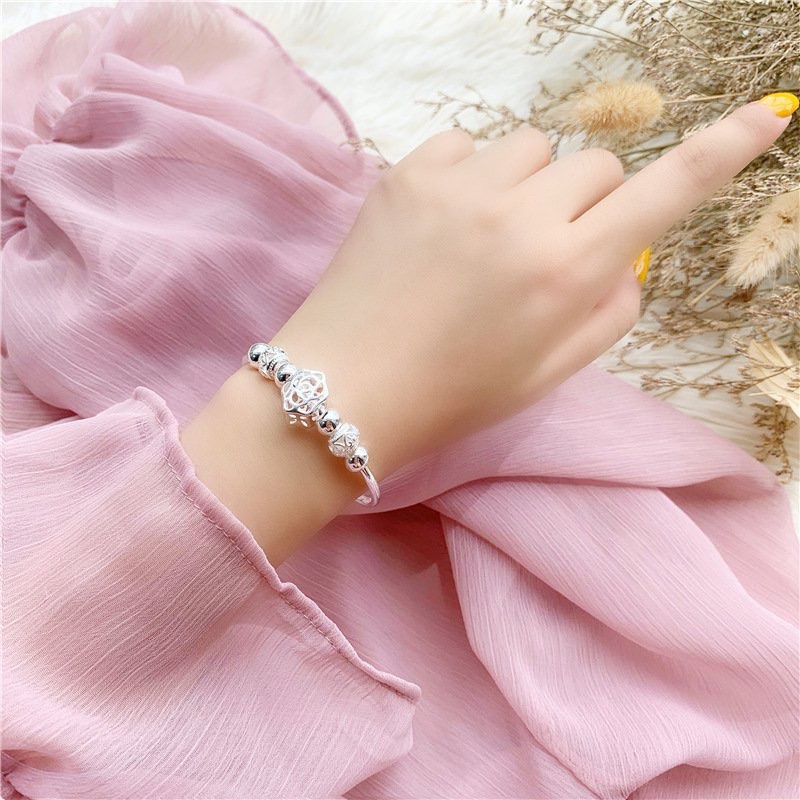 Lắc tay bạc S925 Vòng tay bạc Ý hạt Charm kết hợp phong cách Pandora