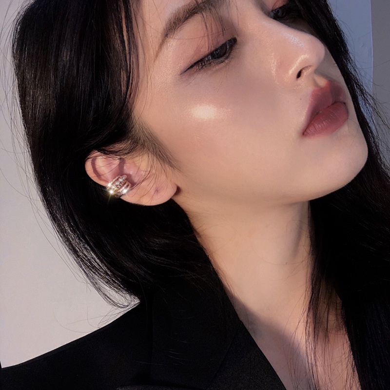 (0552) Khuyên Kẹp Vành Tai Nhiều Lớp Ngọc Đá Cuốn Hút Hàn Quốc