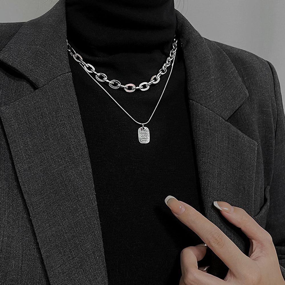 Vòng cổ Mặt Vuông Bằng Kim Loại Thời Trang Hàn Quốc Cho Nam Nữ