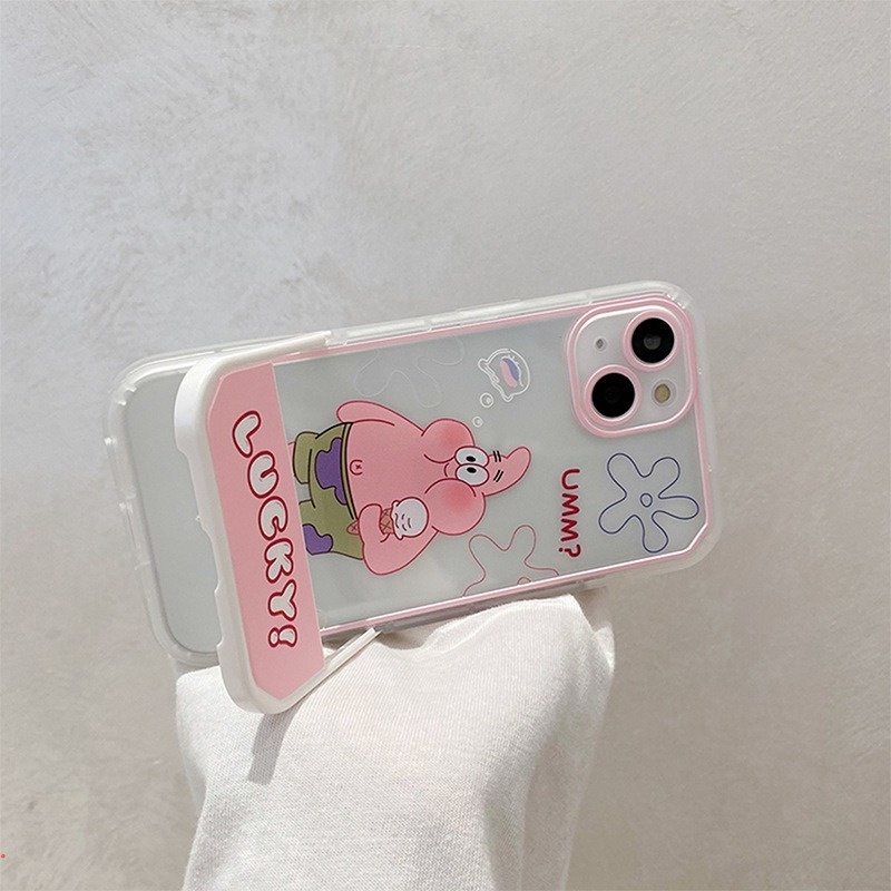 Ốp Điện Thoại Mềm Trong Suốt Kèm Giá Đỡ Họa Tiết Hoạt Hình Cho Iphone11 12 13 Pro MAX X XS MAX XR 6 7 8 Plus