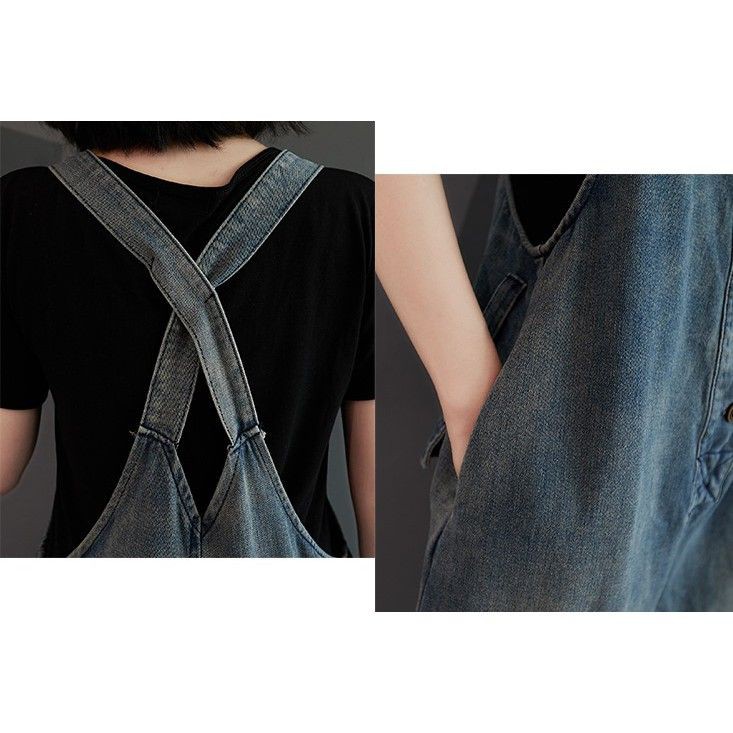 [ORDER] -Có ảnh thật) Quần yếm denim dạng rộng (size M-XXL fit đến 80kg) - Có ảnh thật | BigBuy360 - bigbuy360.vn