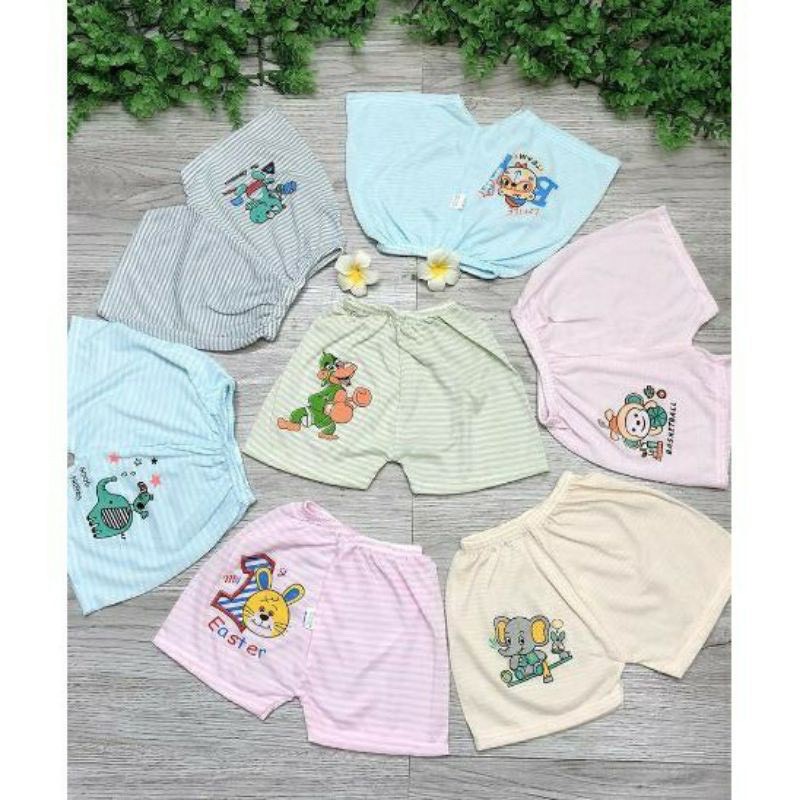 Quần Chục Đùi Cotton Kẻ Sọc Họa Tiết Mông Thú Cho Bé trai Bé Gái Q03