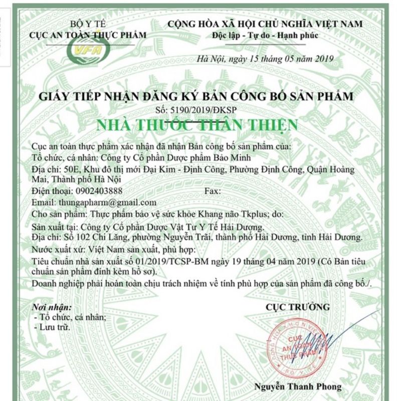 Khang não TKplus hộp 30 viên bổ não - TK plus -Bảo Minh