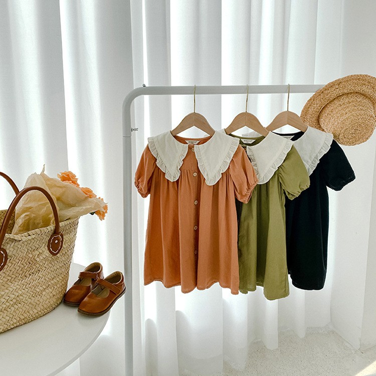 Đầm Công Chúa Cổ Bèo Phối Ren Cho Bé Gái baby girl dress