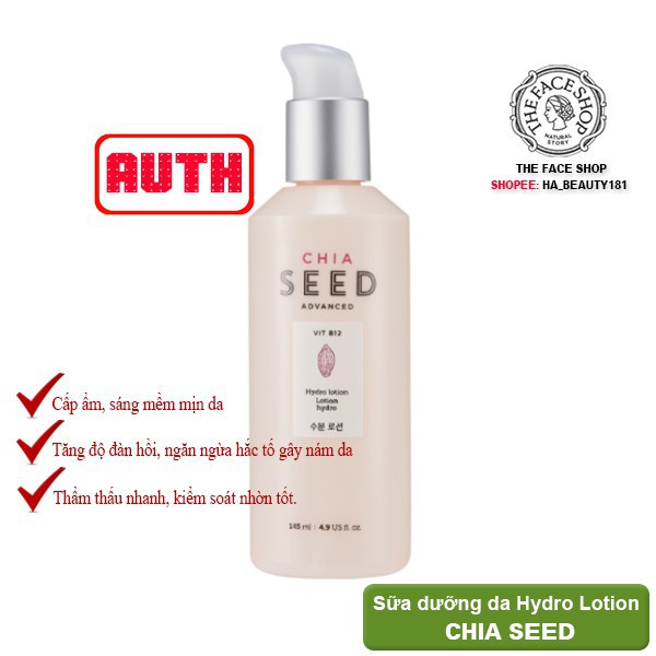 Sữa dưỡng ẩm sáng mịn da trắng da phục hồi da hư tổn The Face Shop Chia Seed Advanced Hydro Lotion 145ml