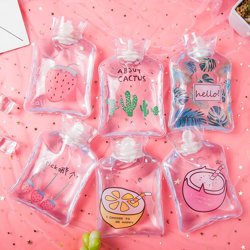 Túi Sưởi Chườm Nước Nóng Lạnh Trong Suốt Họa Tiết Trái Cây Chanh Dâu Cute Hột Me ^^