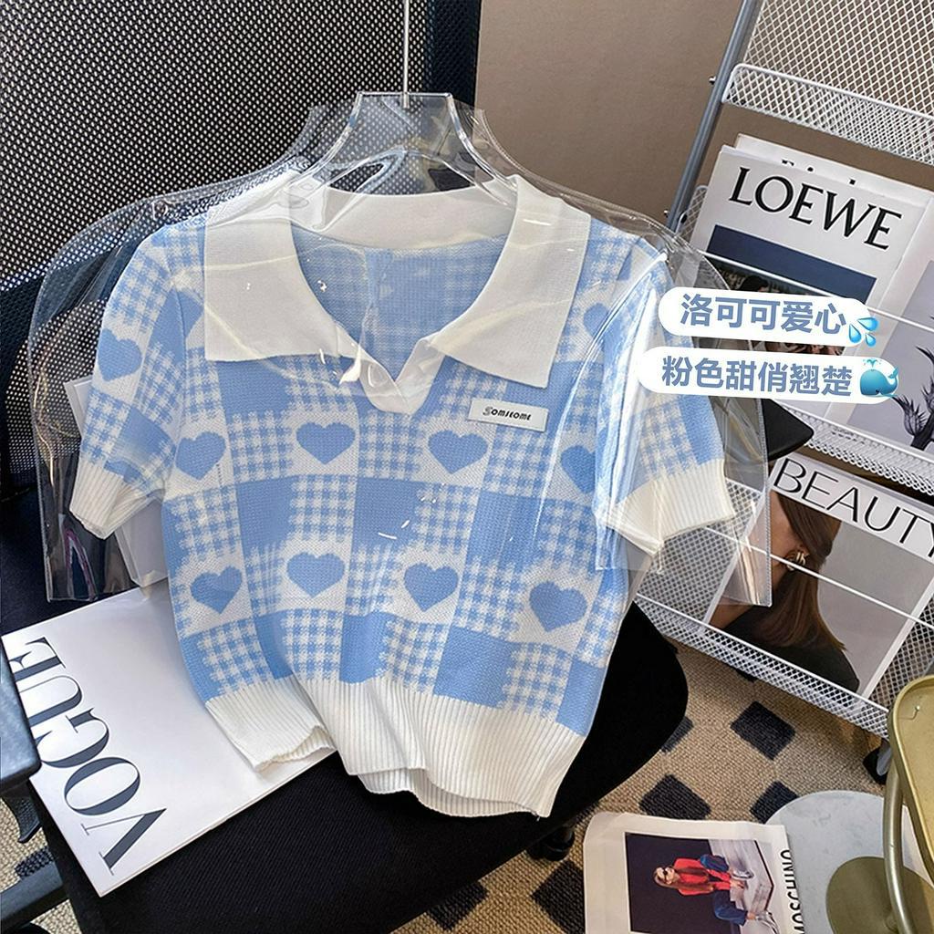 Áo polo Ngắn Tay Họa Tiết Ca Rô Trẻ Trung Dành Cho Nữ