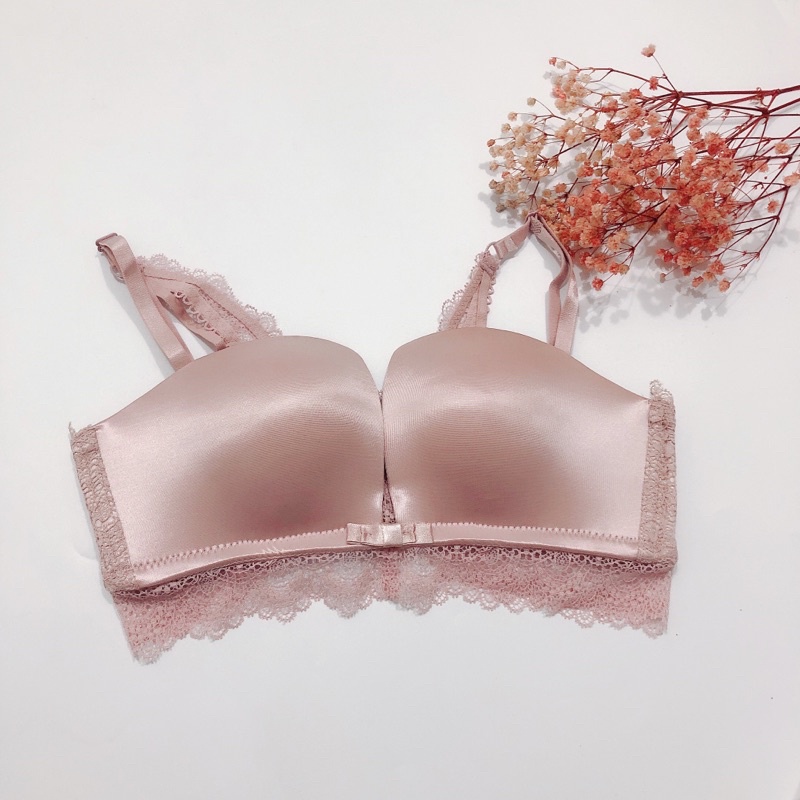 Bộ đồ lót mút mỏng không gọng lụa phối ren nâng ngực thoải mái(LM-03)