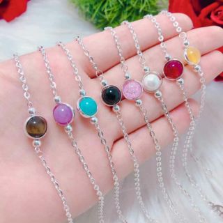 Lắc tay bạc mix đá phong thủy