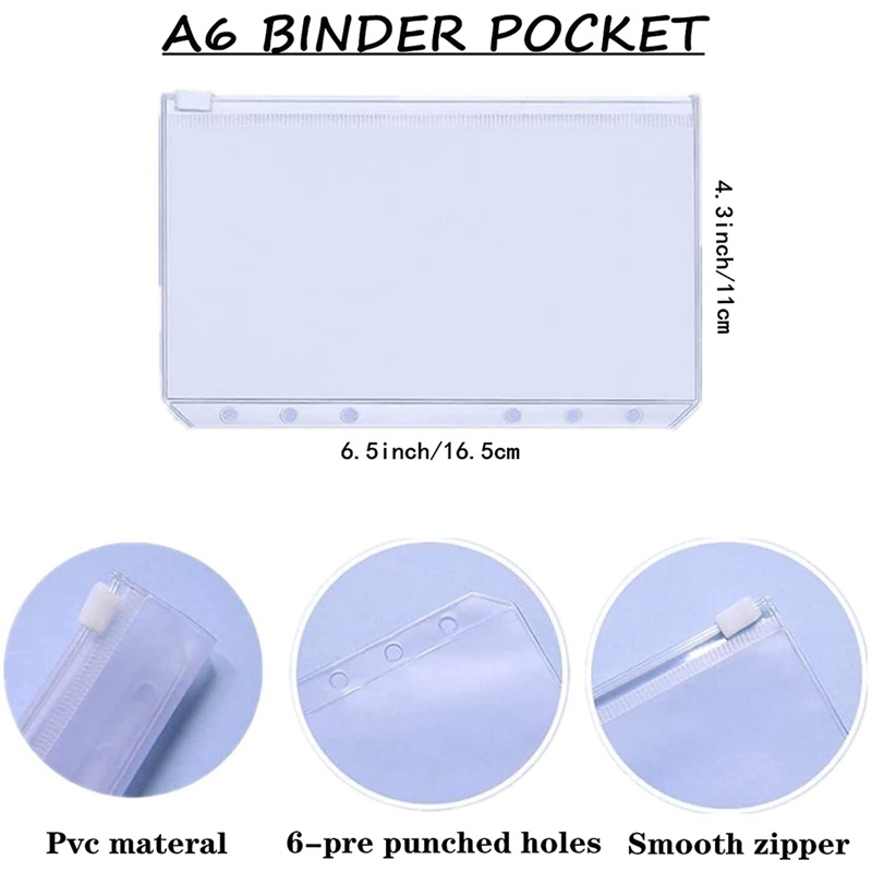 Sổ tay A6 bìa da PU có 6 vòng giữ giấy ghi chú lên kế hoạch kèm túi đựng