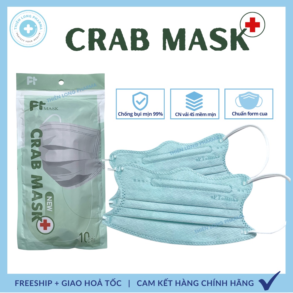 [Thùng 300 Cái] Khẩu trang Cua PT kiểu dáng KF94 cải tiến 4 lớp kháng khuẩn hàng chính hãng công ty Phương Tuyến