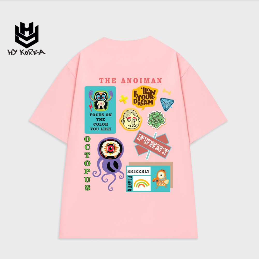 Áo phông form rộng tay lỡ HY KOREA nam nữ cotton 75% in hình The Anoiman 747