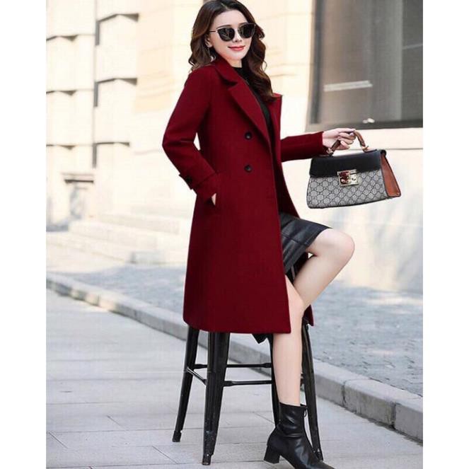 Áo Khoác Dạ Len Dáng Dài Phối Nút Cao Cấp Form Chuẩn Hàng Quảng Châu Màu Đỏ | BigBuy360 - bigbuy360.vn