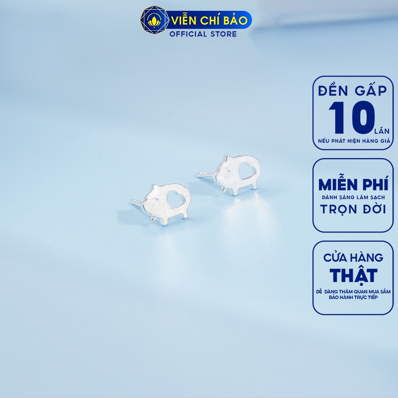 Bông tai heo xinh chất liệu bạc 925 thời trang phụ kiện trang sức nữ Viễn Chí Bảo E054