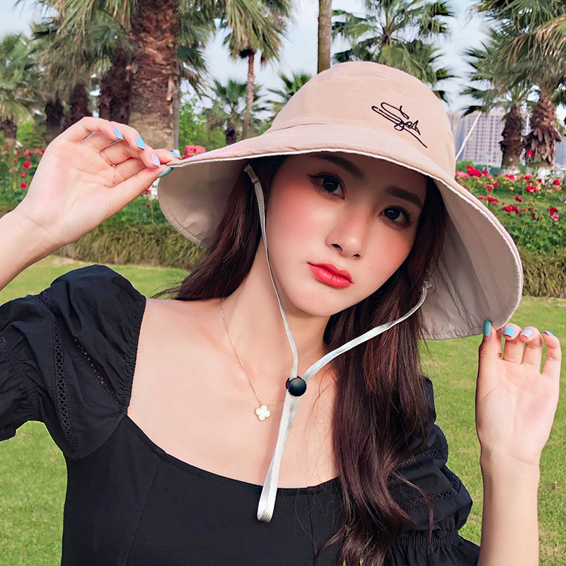 Mũ bucket nữ đẹp vành rộng thêu hoa cúc sử dụng hai 2 mặt thời trang trẻ trung, chống nắng,free size