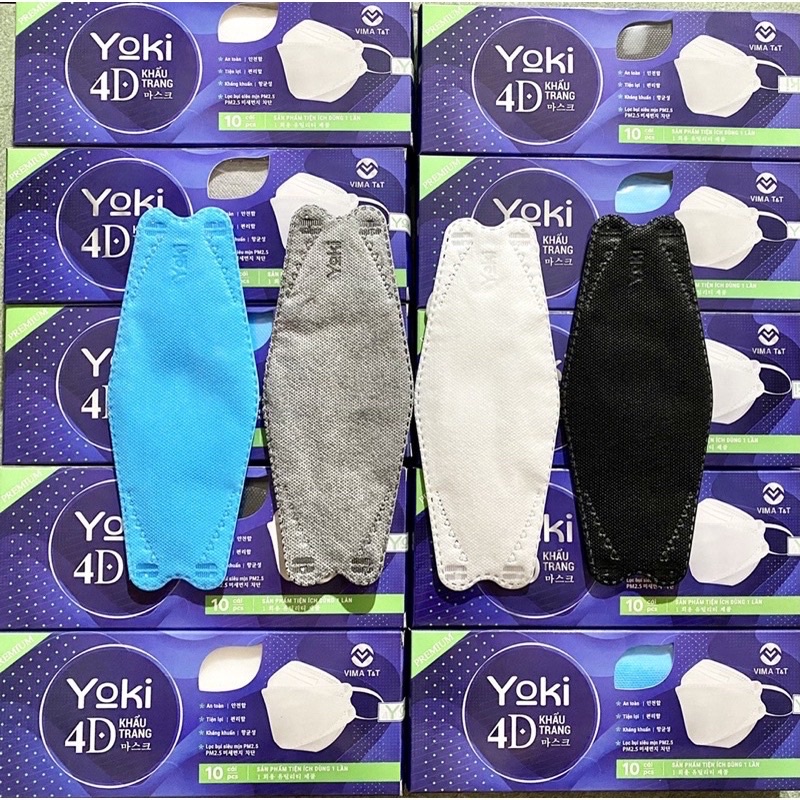Khẩu trang 4D Yoki Premium Hộp 10 cái 4 Lớp
