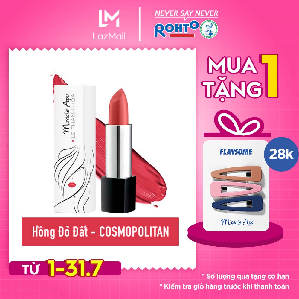 Son lì Miracle Apo Lipstick Matte x Lê Thanh Hòa Cosmopolitan 4g (Hồng đỏ đất)Son lì